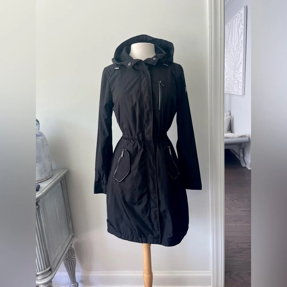 MICHAEL KORS HOODED ZIP SNAP FRONT TRENCHCOAT SIZE XS